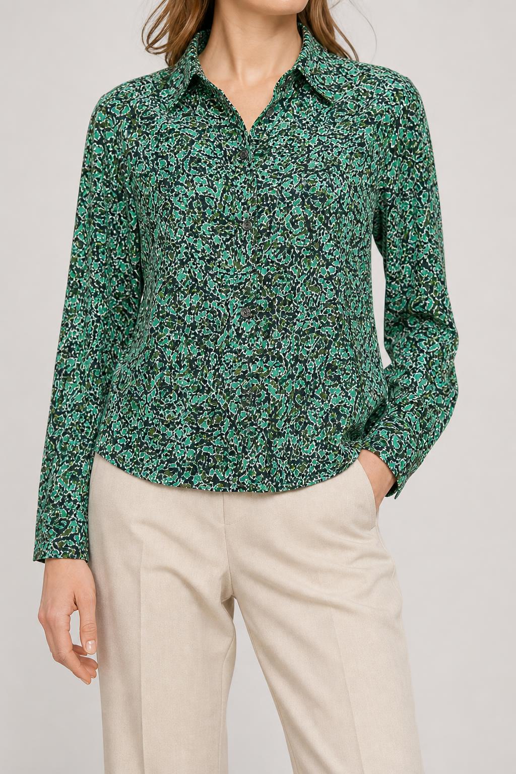 Camicia fantasia verde vintage – Donna Taglia M