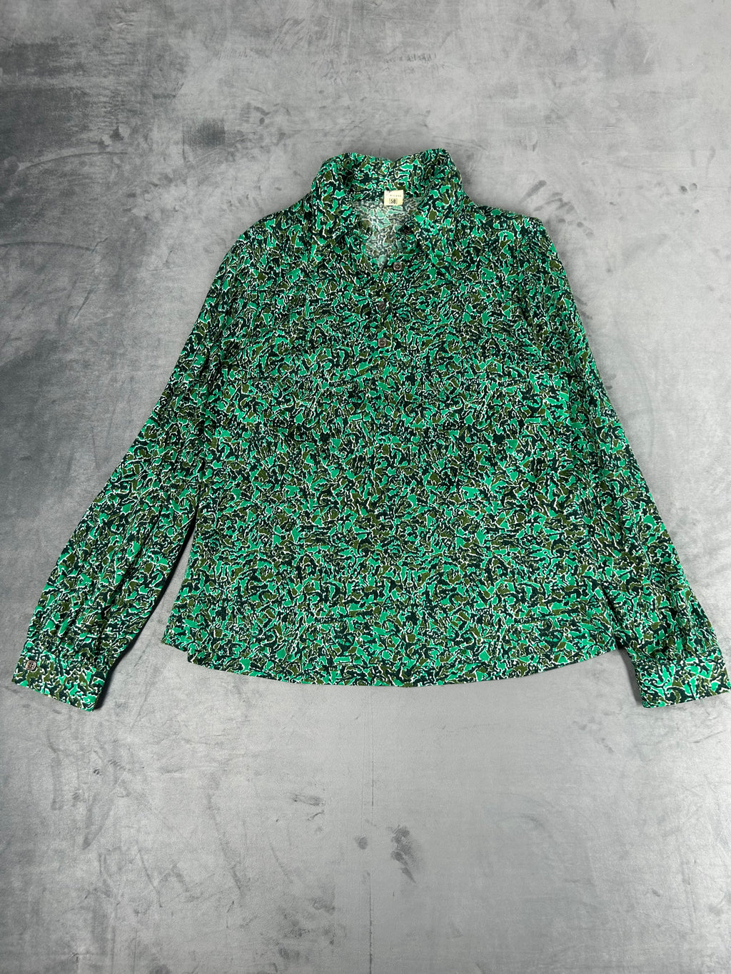 Camicia fantasia verde vintage – Donna Taglia M