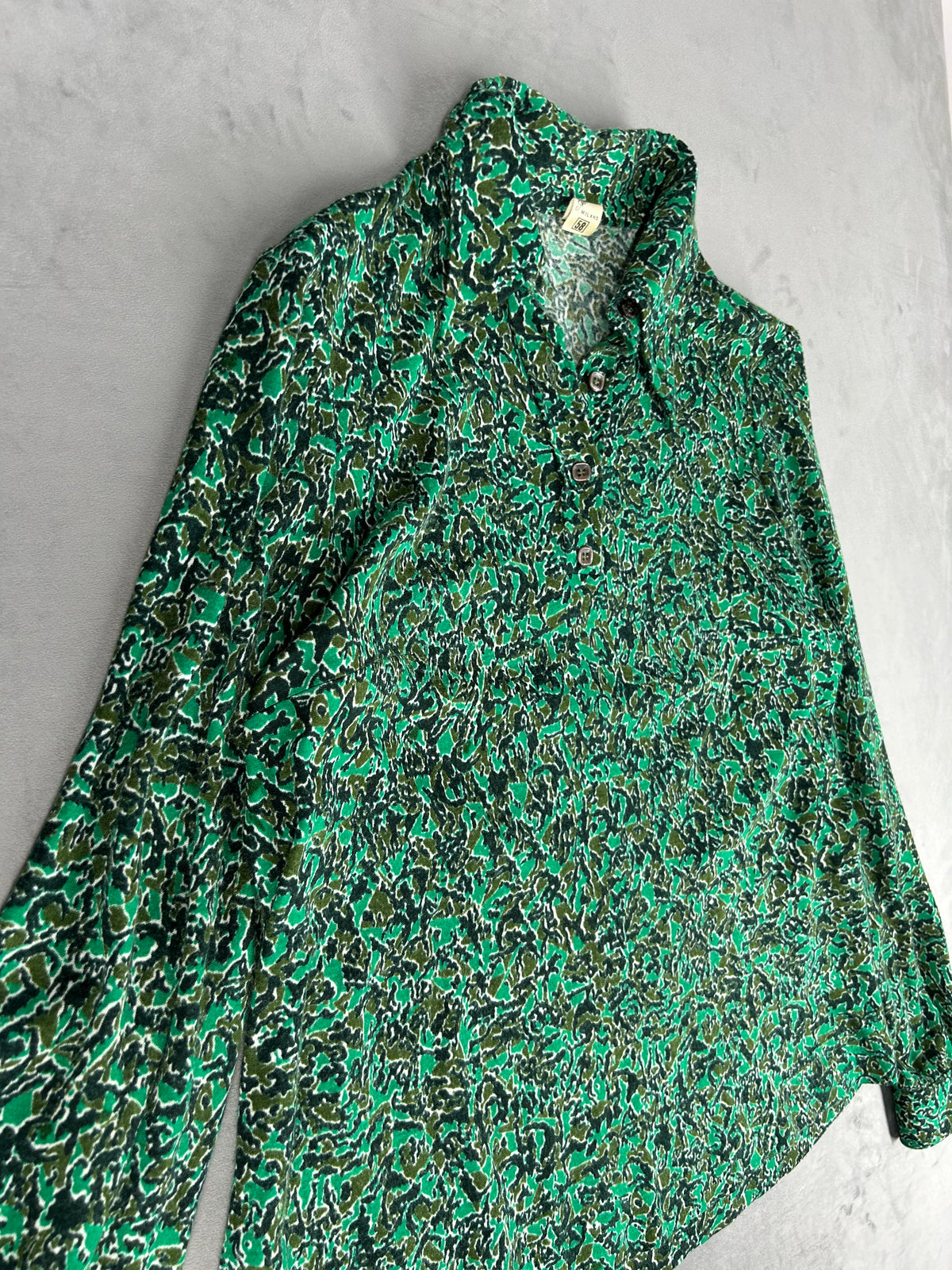 Camicia fantasia verde vintage – Donna Taglia M