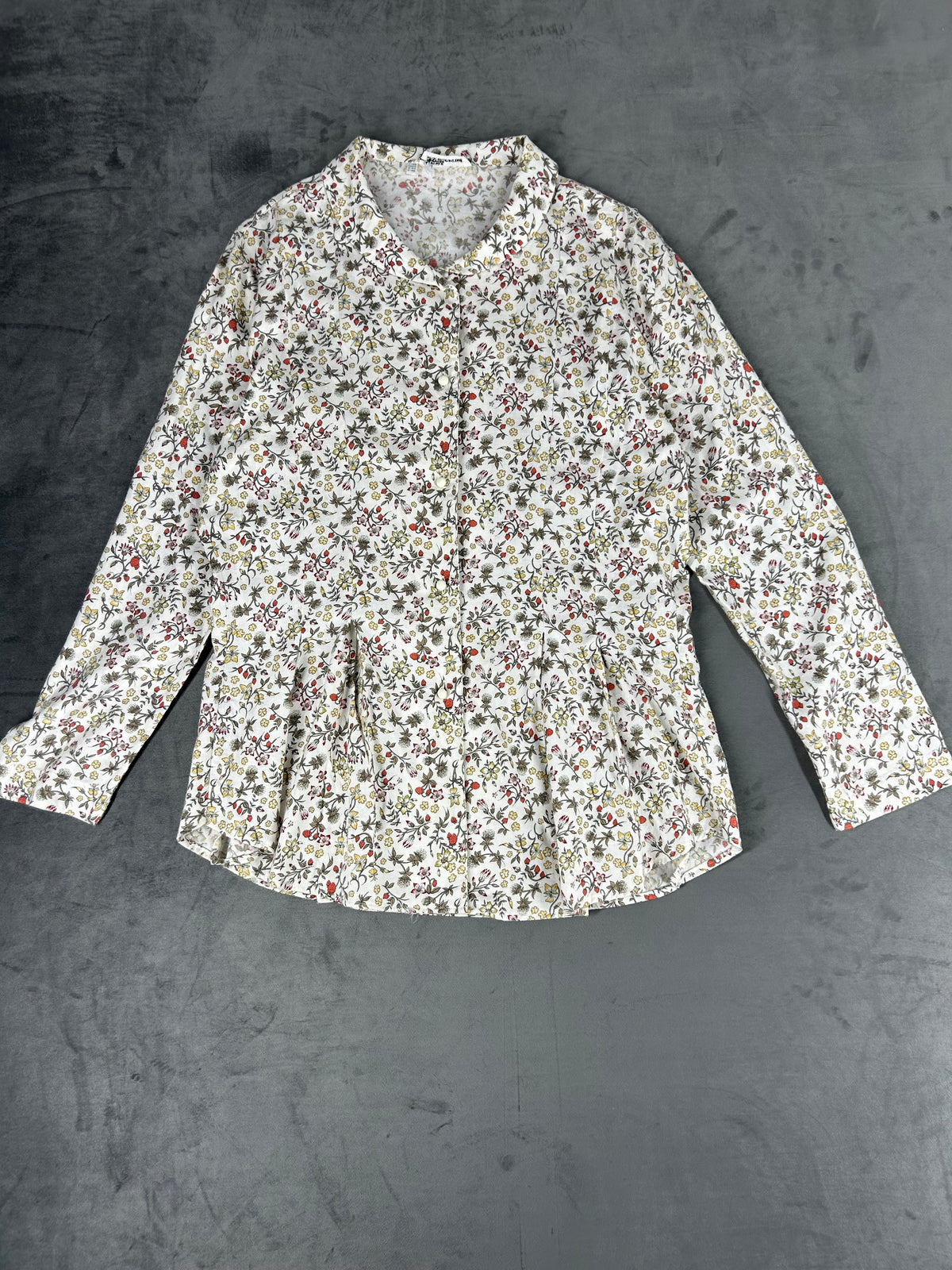 Camicia a fiori bianca vintage – Donna Taglia M