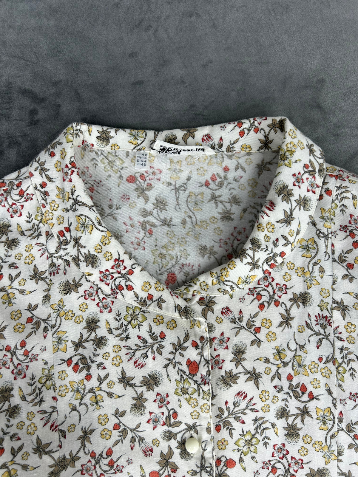 Camicia a fiori bianca vintage – Donna Taglia M