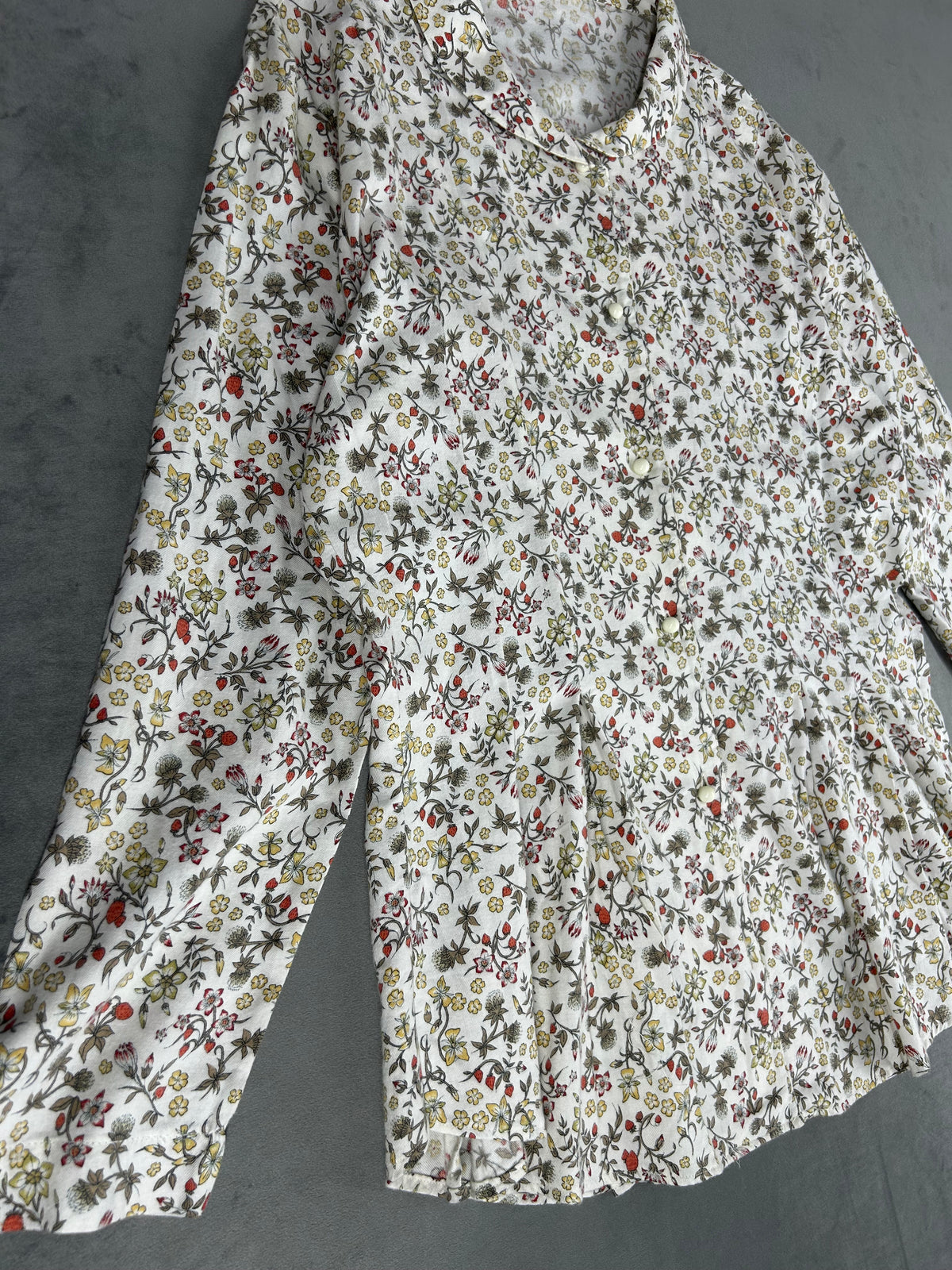 Camicia a fiori bianca vintage – Donna Taglia M