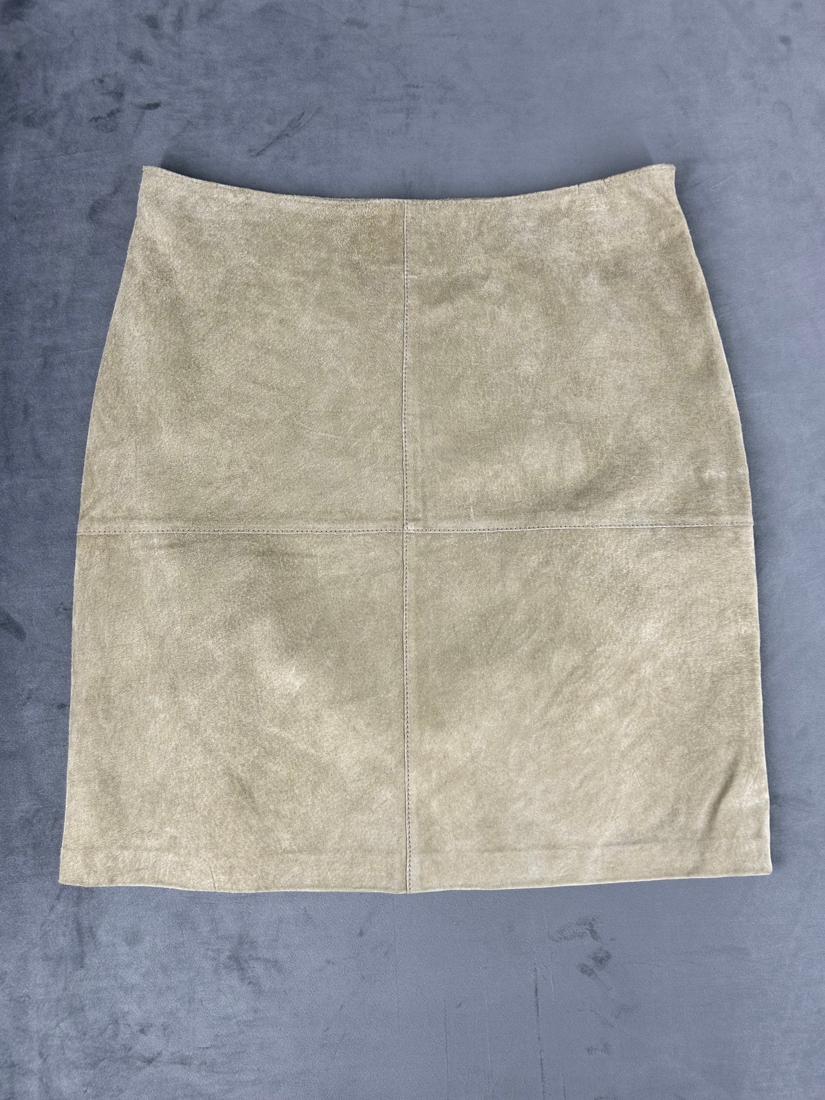 Gonna in pelle scamosciata beige vintage – Donna Taglia S