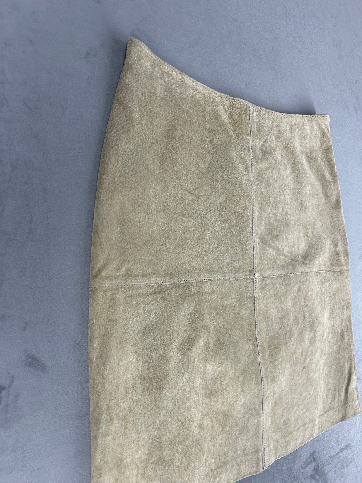 Gonna in pelle scamosciata beige vintage – Donna Taglia S