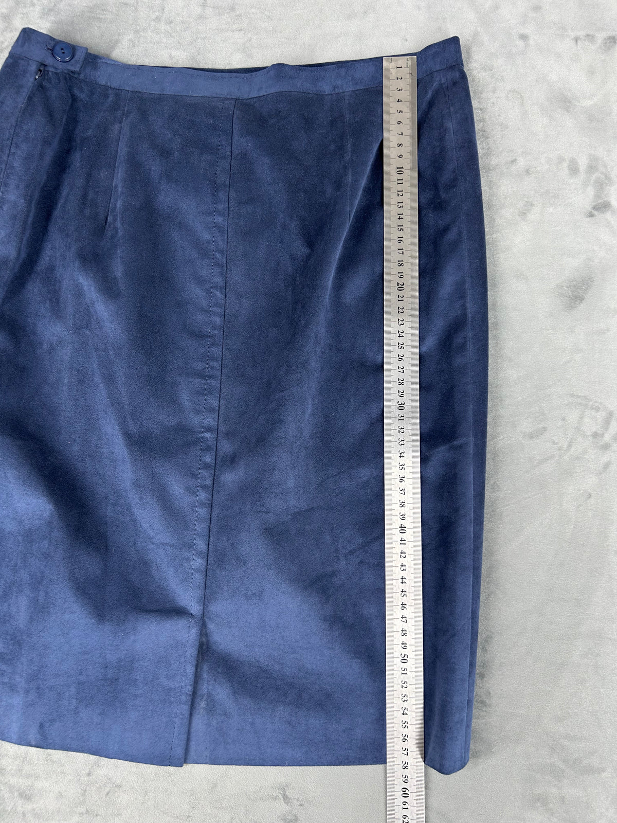 Gonna in pelle scamosciata blu vintage – Donna Taglia M
