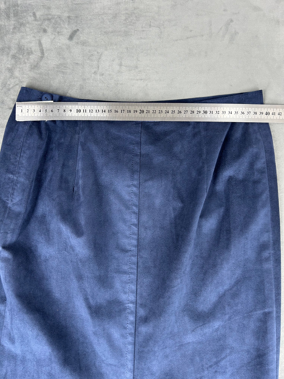 Gonna in pelle scamosciata blu vintage – Donna Taglia M