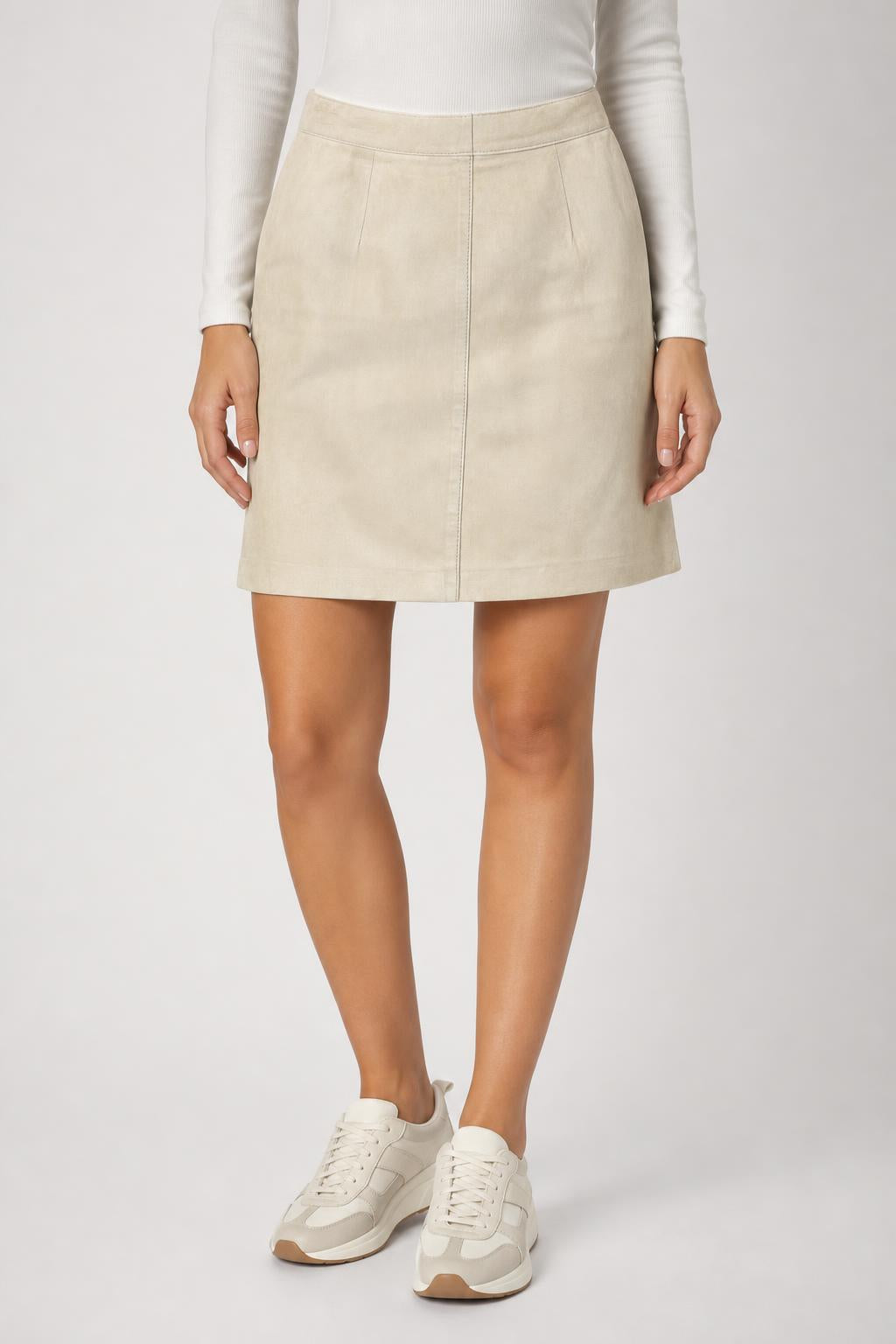 Gonna in pelle scamosciata panna vintage – Donna Taglia M (IT 42)