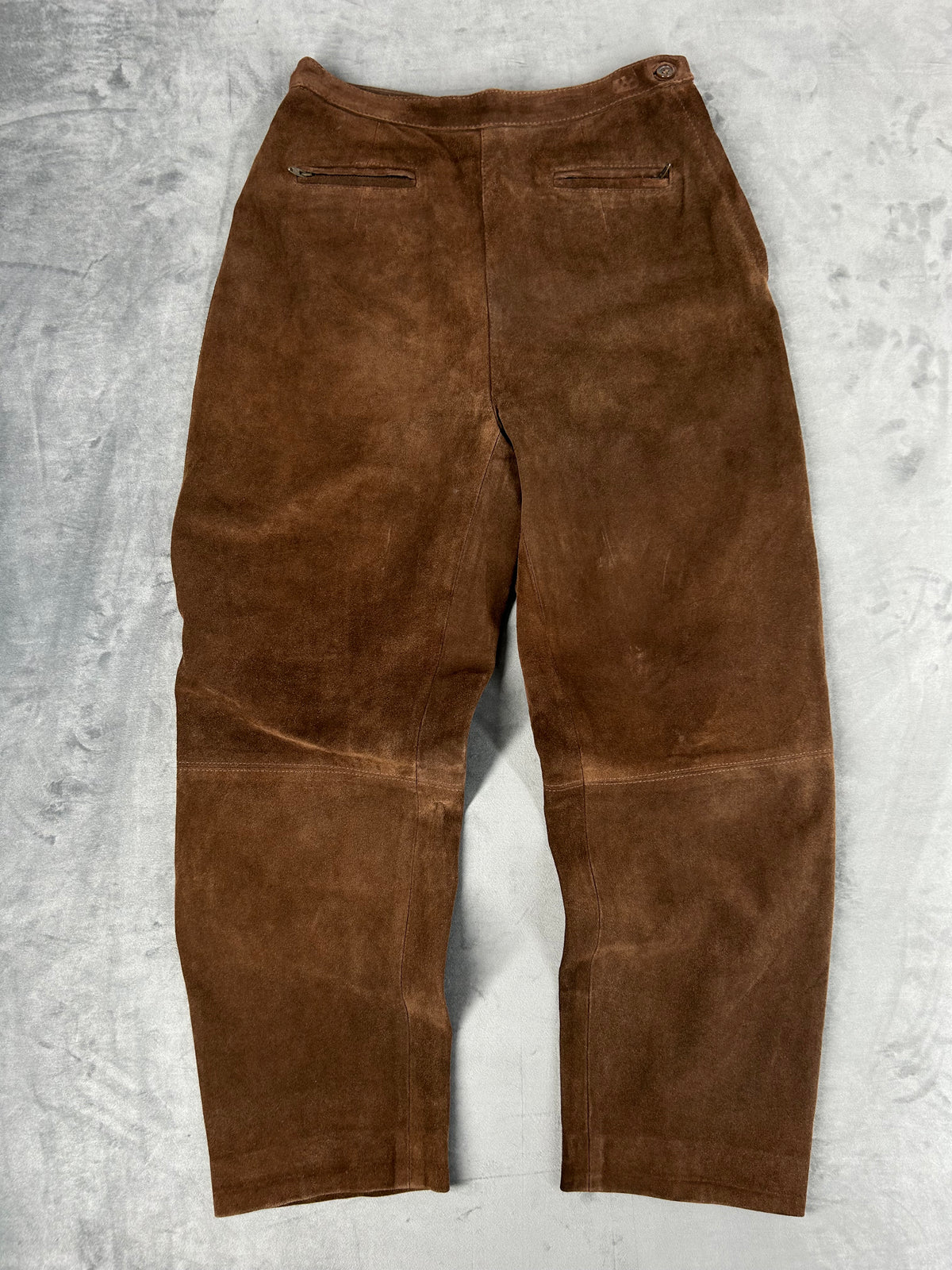 Pantaloni in pelle scamosciata marrone vintage – Donna Taglia M
