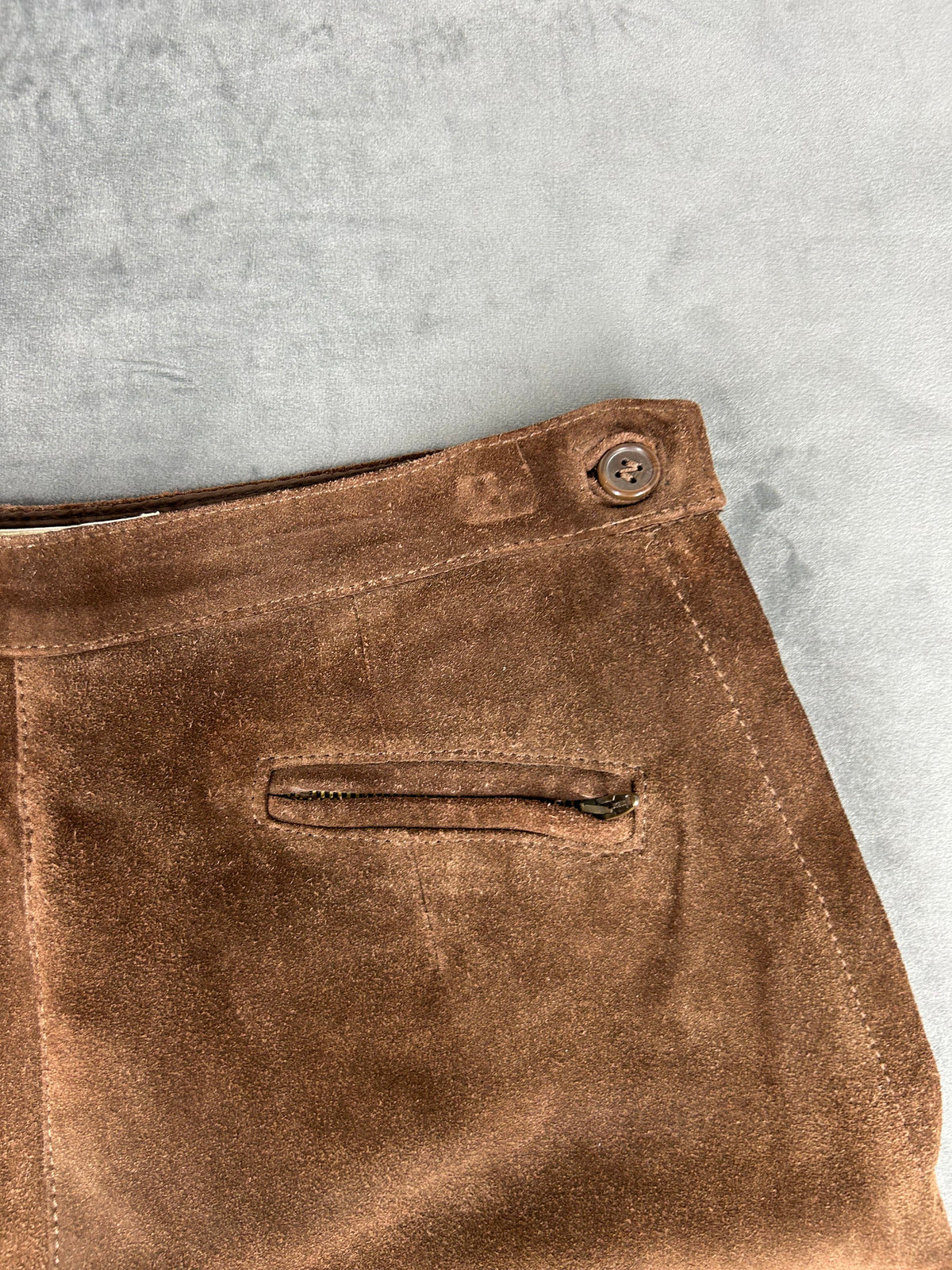 Pantaloni in pelle scamosciata marrone vintage – Donna Taglia M