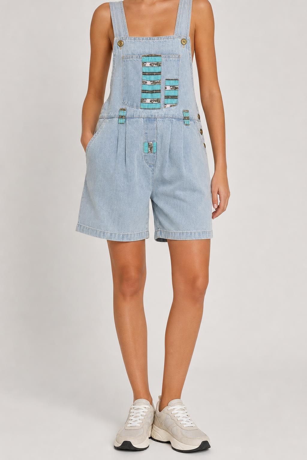 Salopette corta di jeans vintage – Donna Taglia S