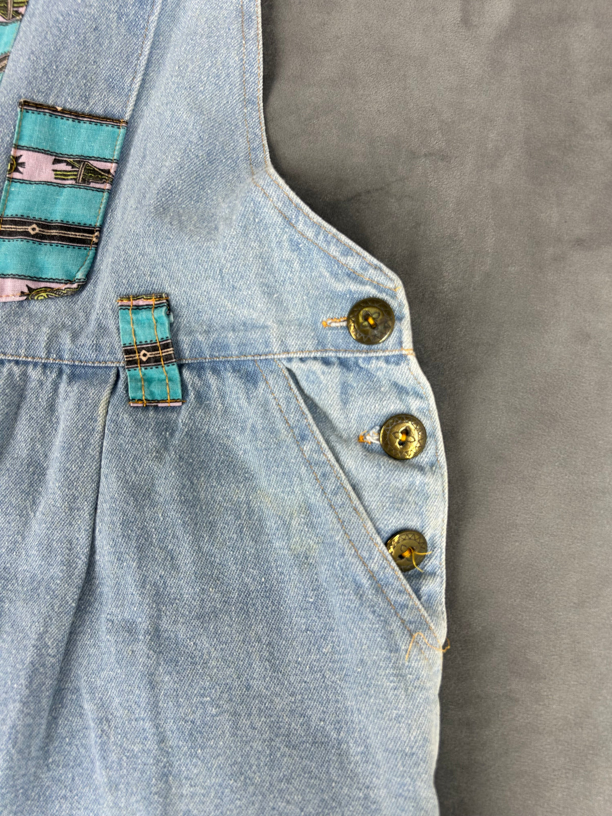Salopette corta di jeans vintage – Donna Taglia S