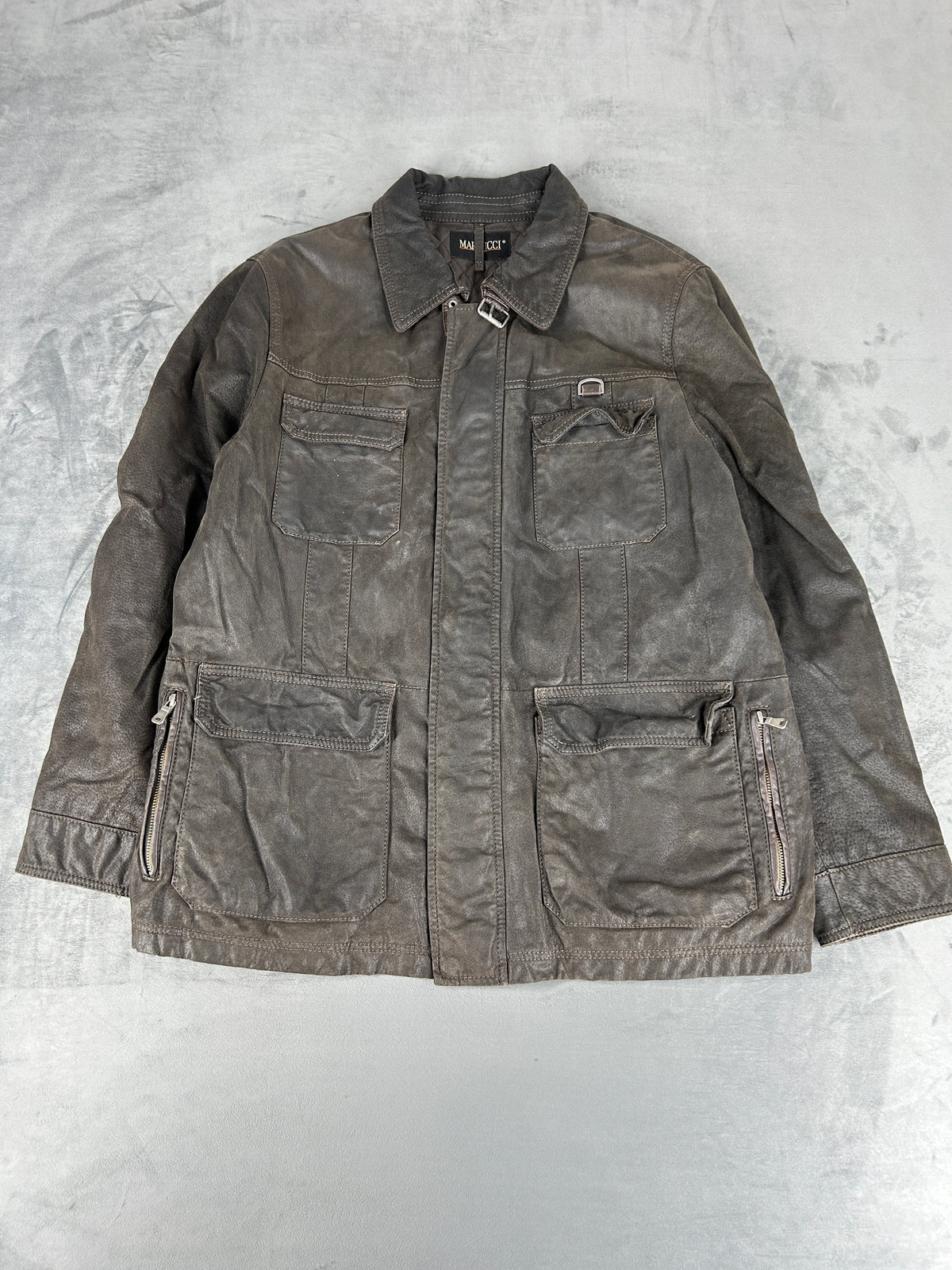 Giacca di pelle marrone field vintage – Donna Taglia M