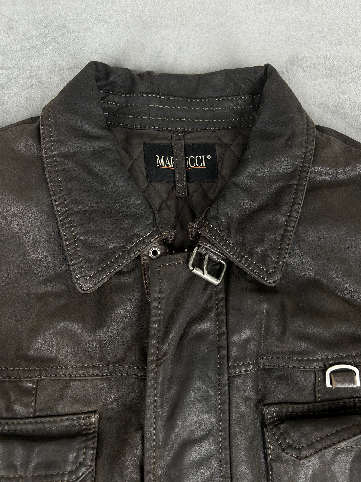 Giacca di pelle marrone field vintage – Donna Taglia M