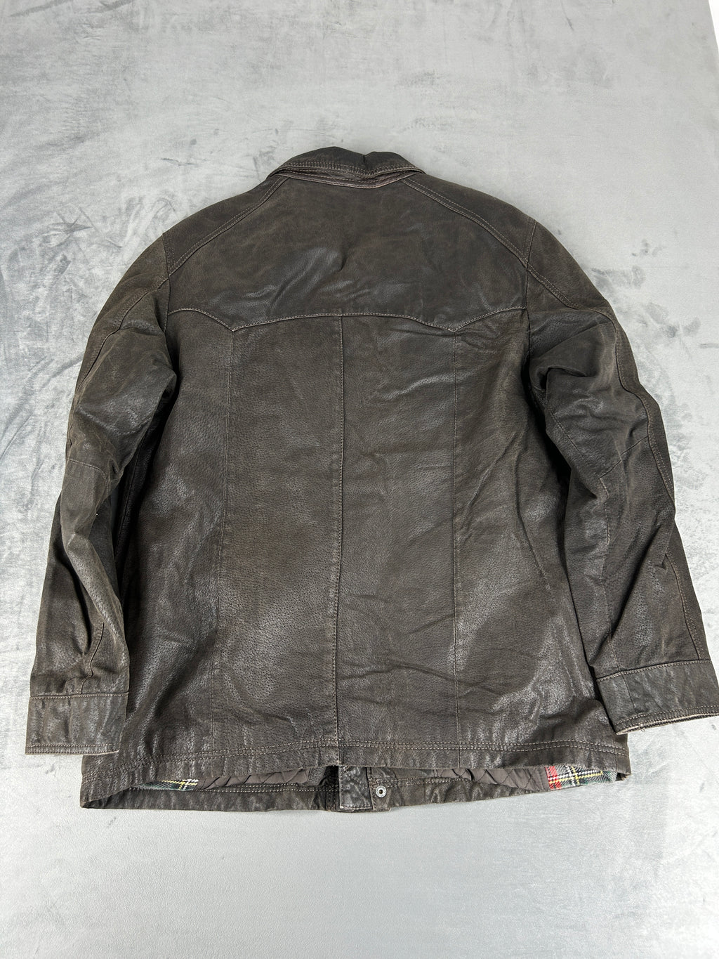 Giacca di pelle marrone field vintage – Donna Taglia M
