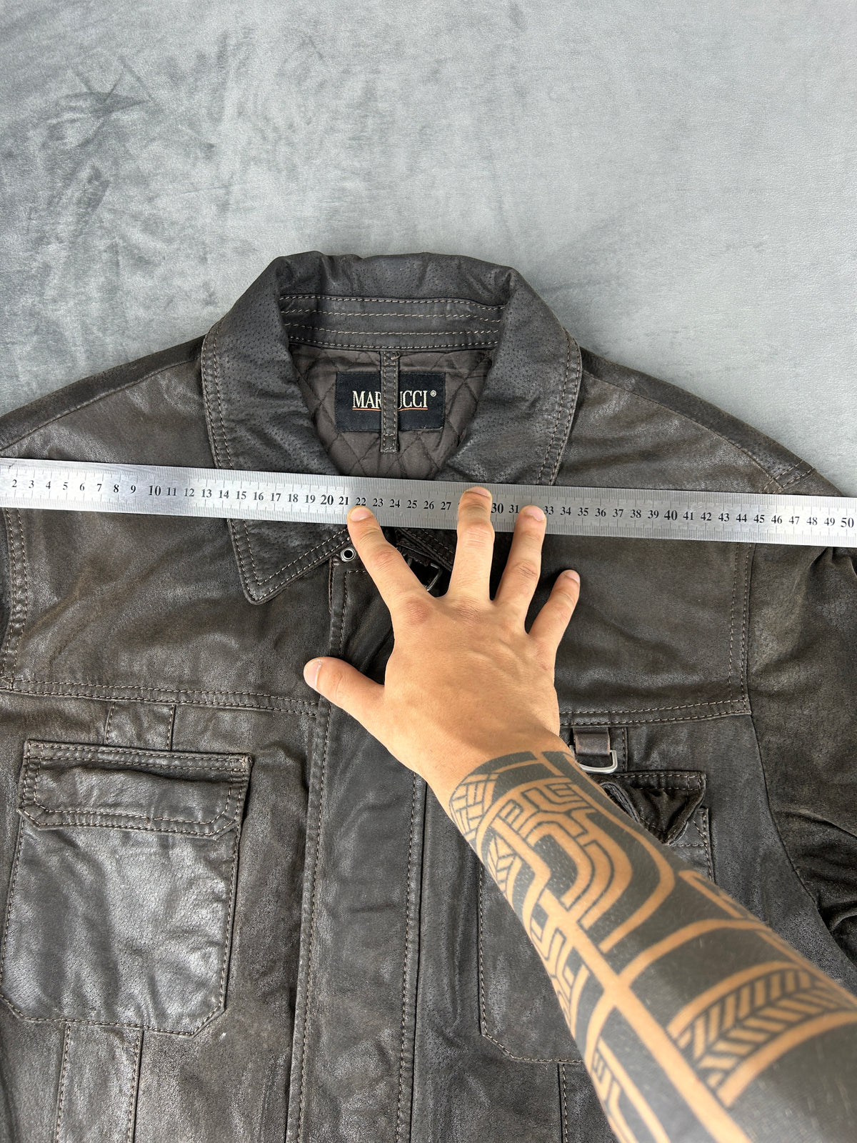 Giacca di pelle marrone field vintage – Donna Taglia M