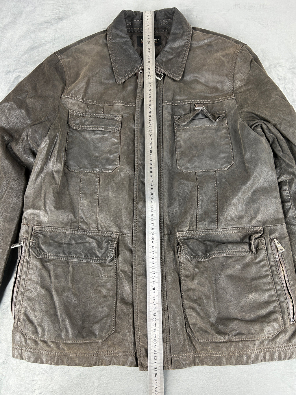 Giacca di pelle marrone field vintage – Donna Taglia M