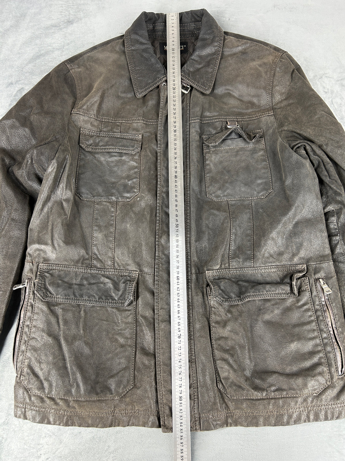 Giacca di pelle marrone field vintage – Donna Taglia M