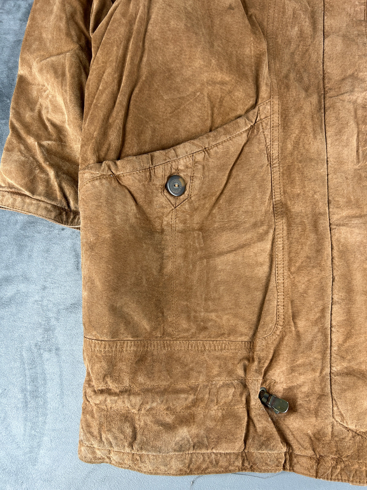 Parka in velluto a coste con cappuccio in pelliccia vintage – Donna Taglia M