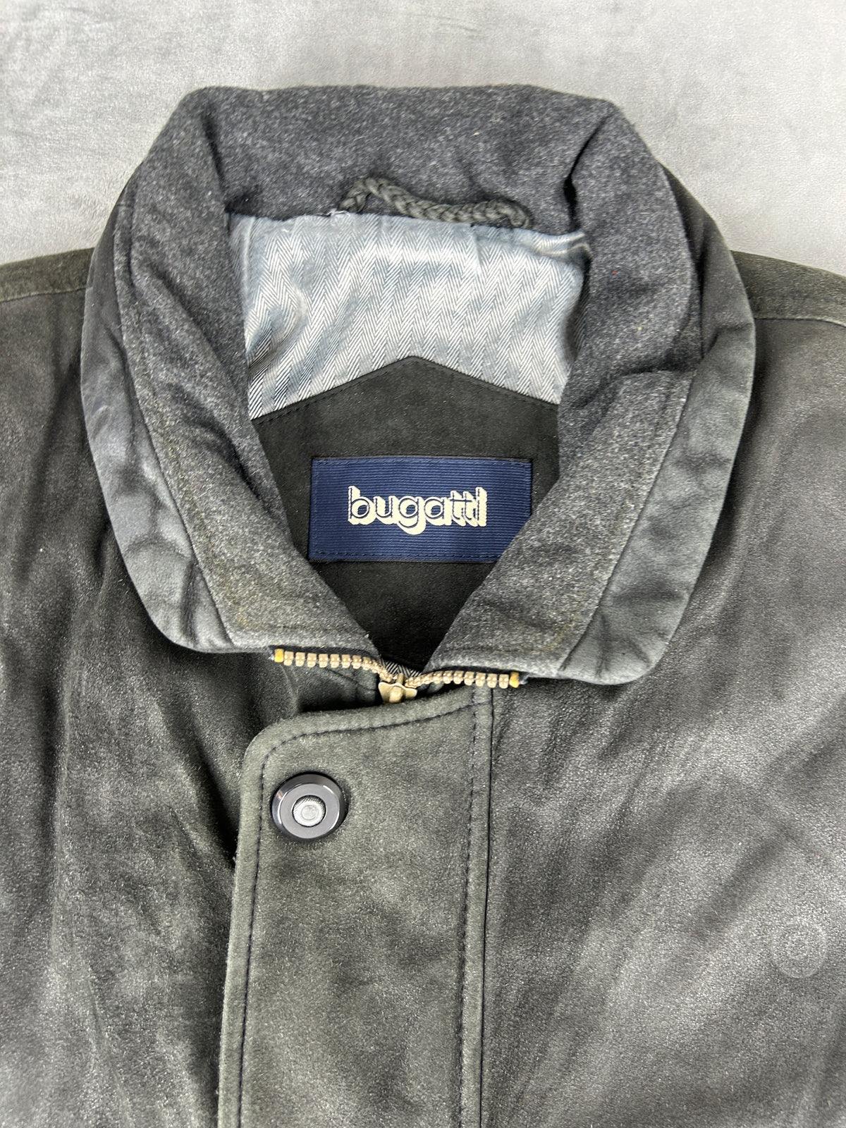 Giacca di pelle Bugatti grigia vintage – Uomo Taglia L