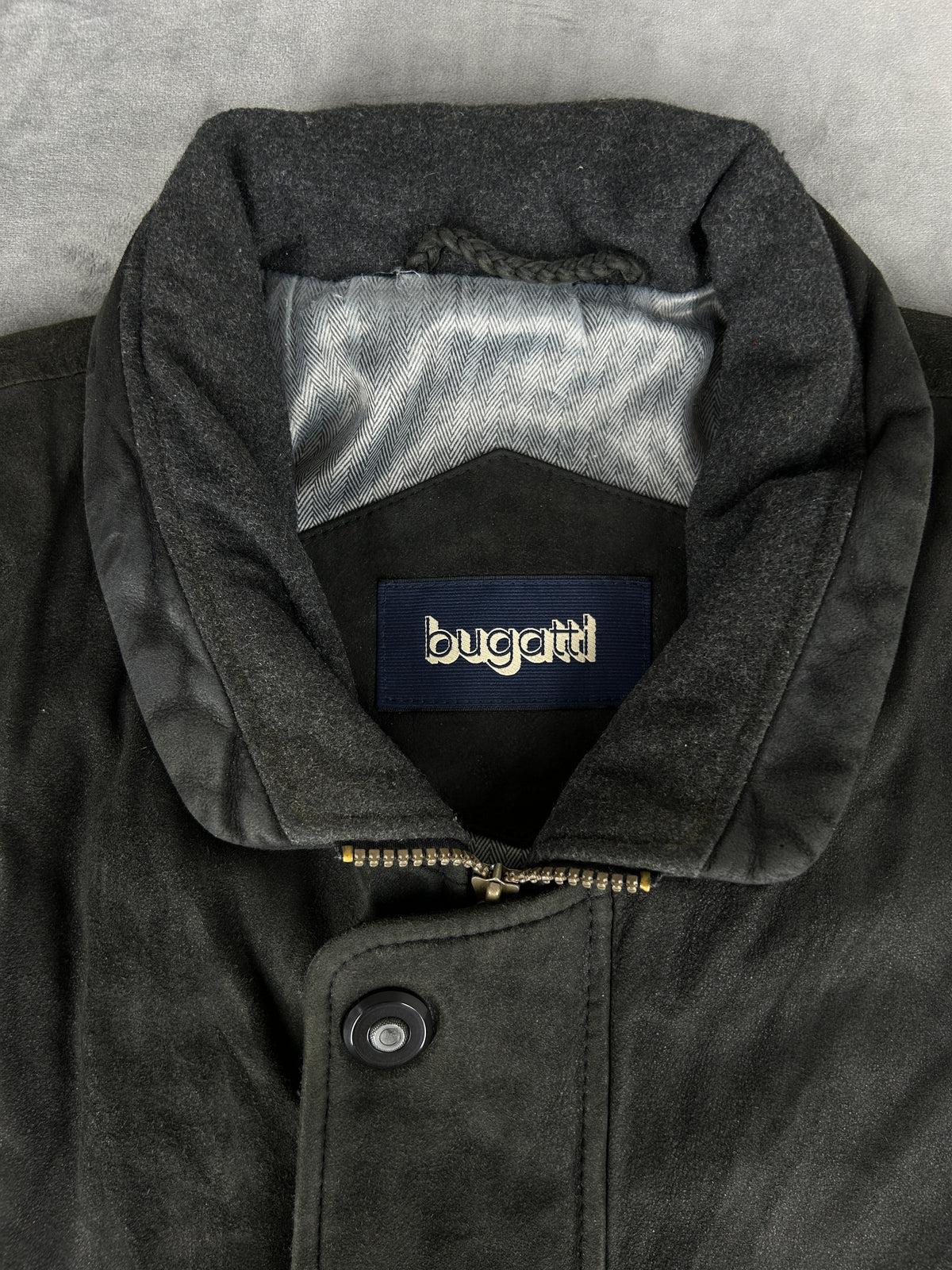 Giacca di pelle Bugatti grigia vintage – Uomo Taglia L