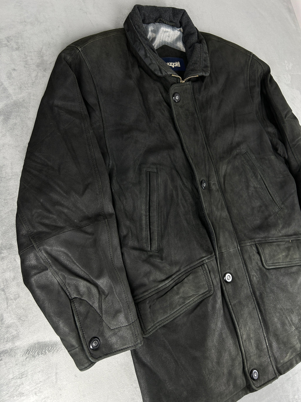 Giacca di pelle Bugatti grigia vintage – Uomo Taglia L