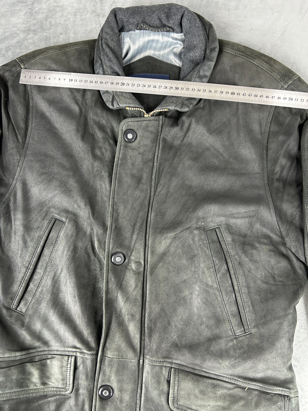 Giacca di pelle Bugatti grigia vintage – Uomo Taglia L