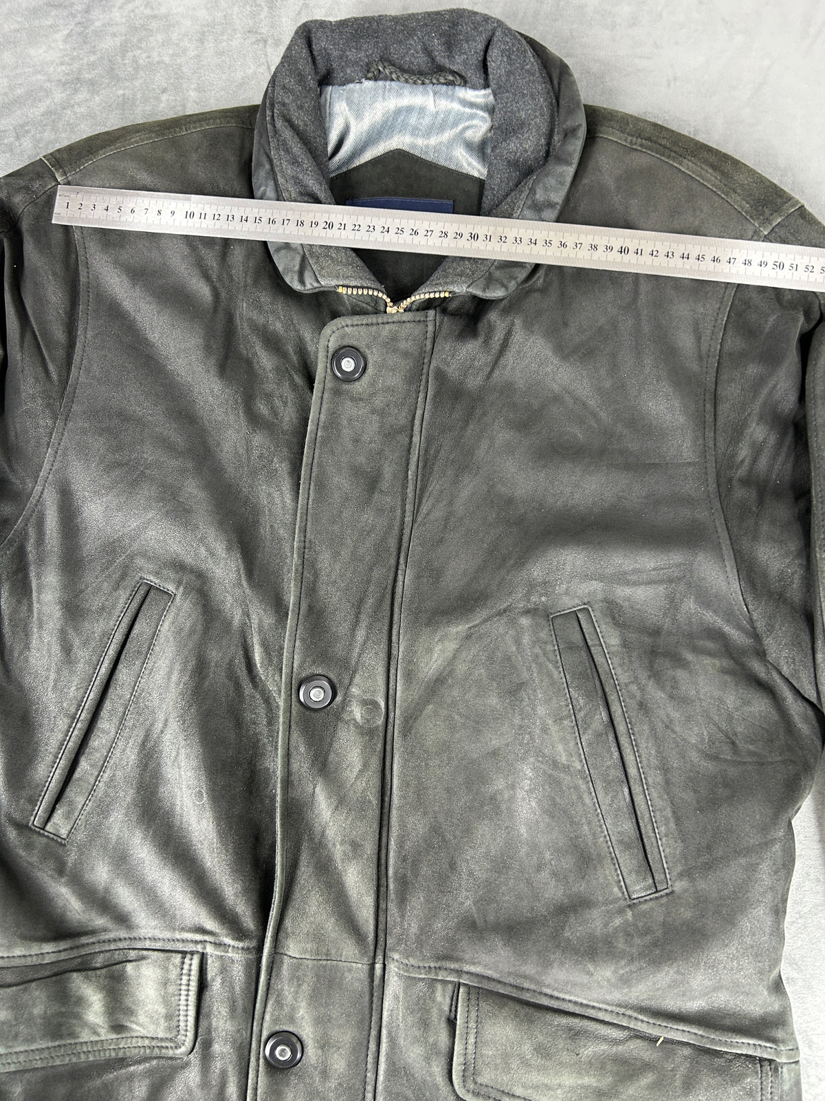 Giacca di pelle Bugatti grigia vintage – Uomo Taglia L