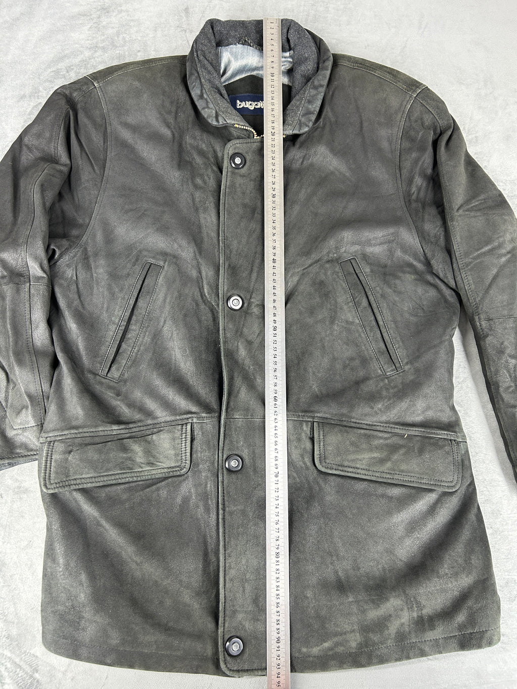 Giacca di pelle Bugatti grigia vintage – Uomo Taglia L