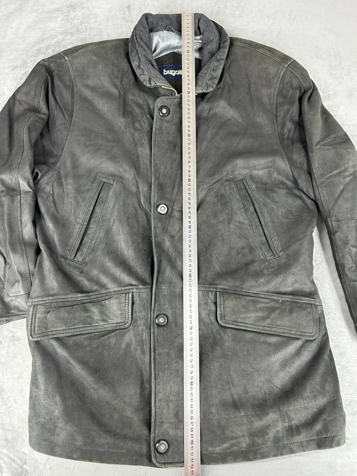 Giacca di pelle Bugatti grigia vintage – Uomo Taglia L