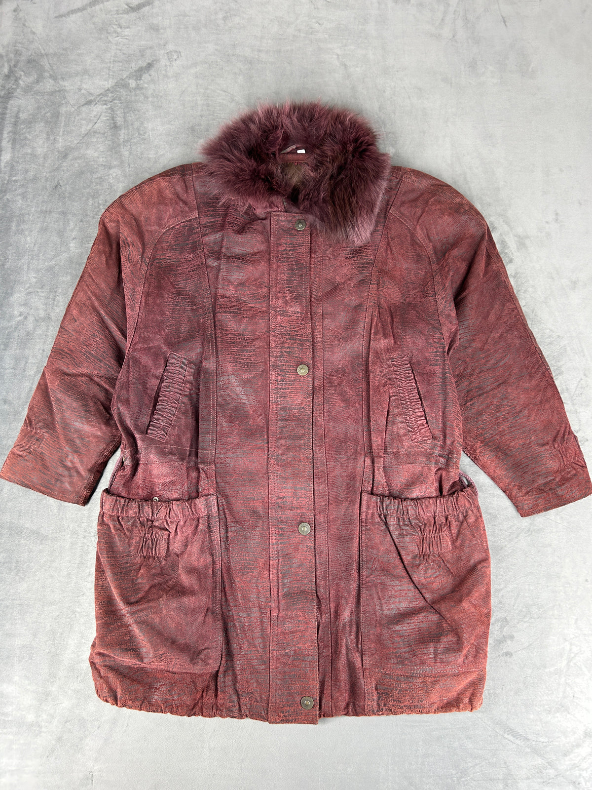 Cappotto con collo in pelliccia rosa antico vintage – Donna Taglia M