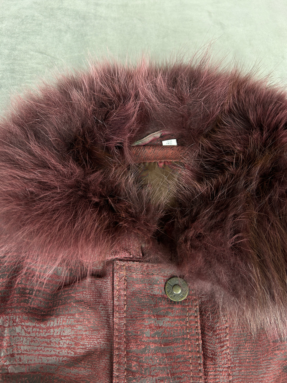 Cappotto con collo in pelliccia rosa antico vintage – Donna Taglia M