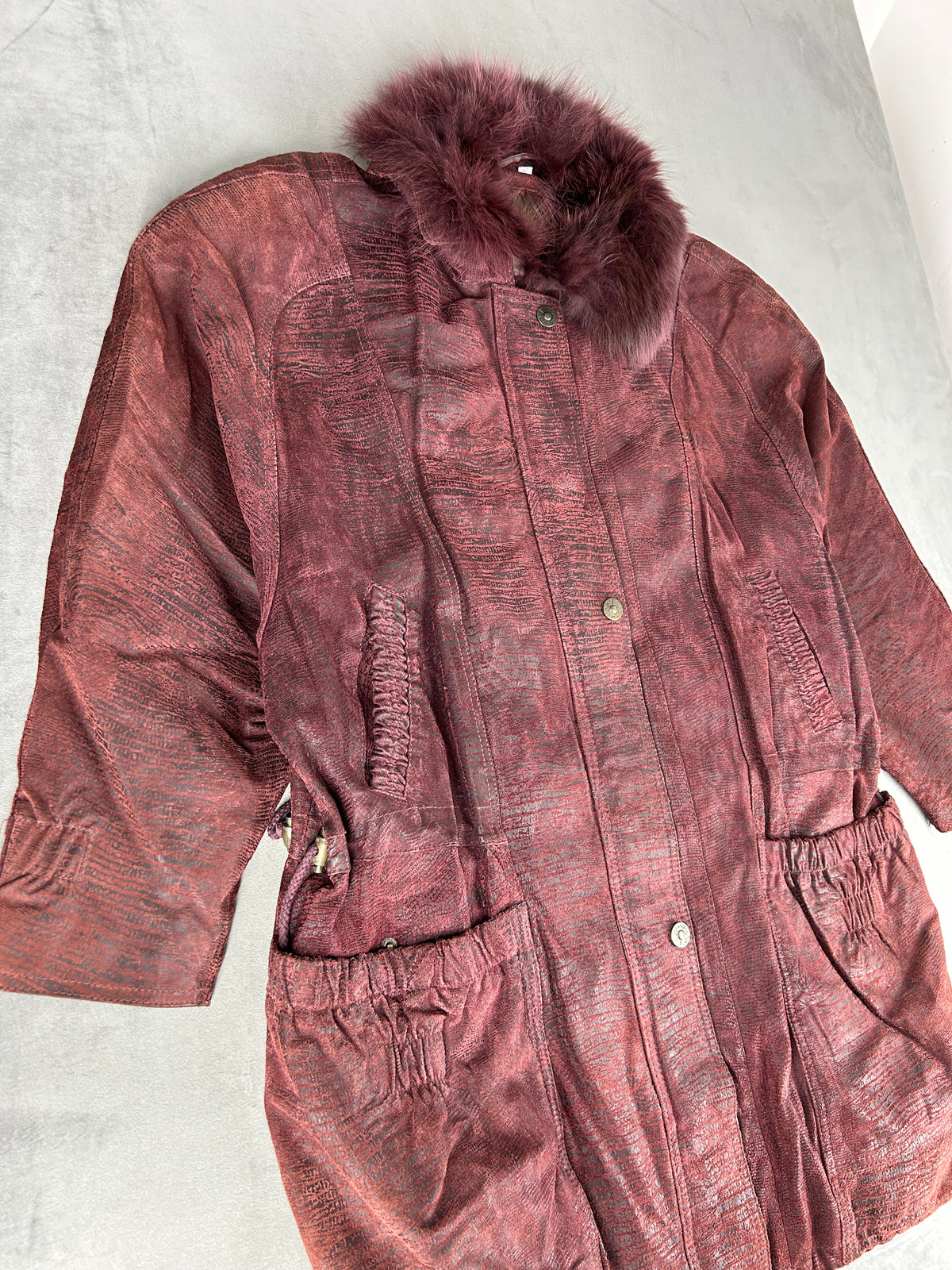 Cappotto con collo in pelliccia rosa antico vintage – Donna Taglia M