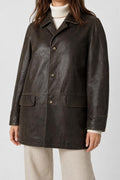 Giacca di pelle marrone vintage – Uomo Taglia L