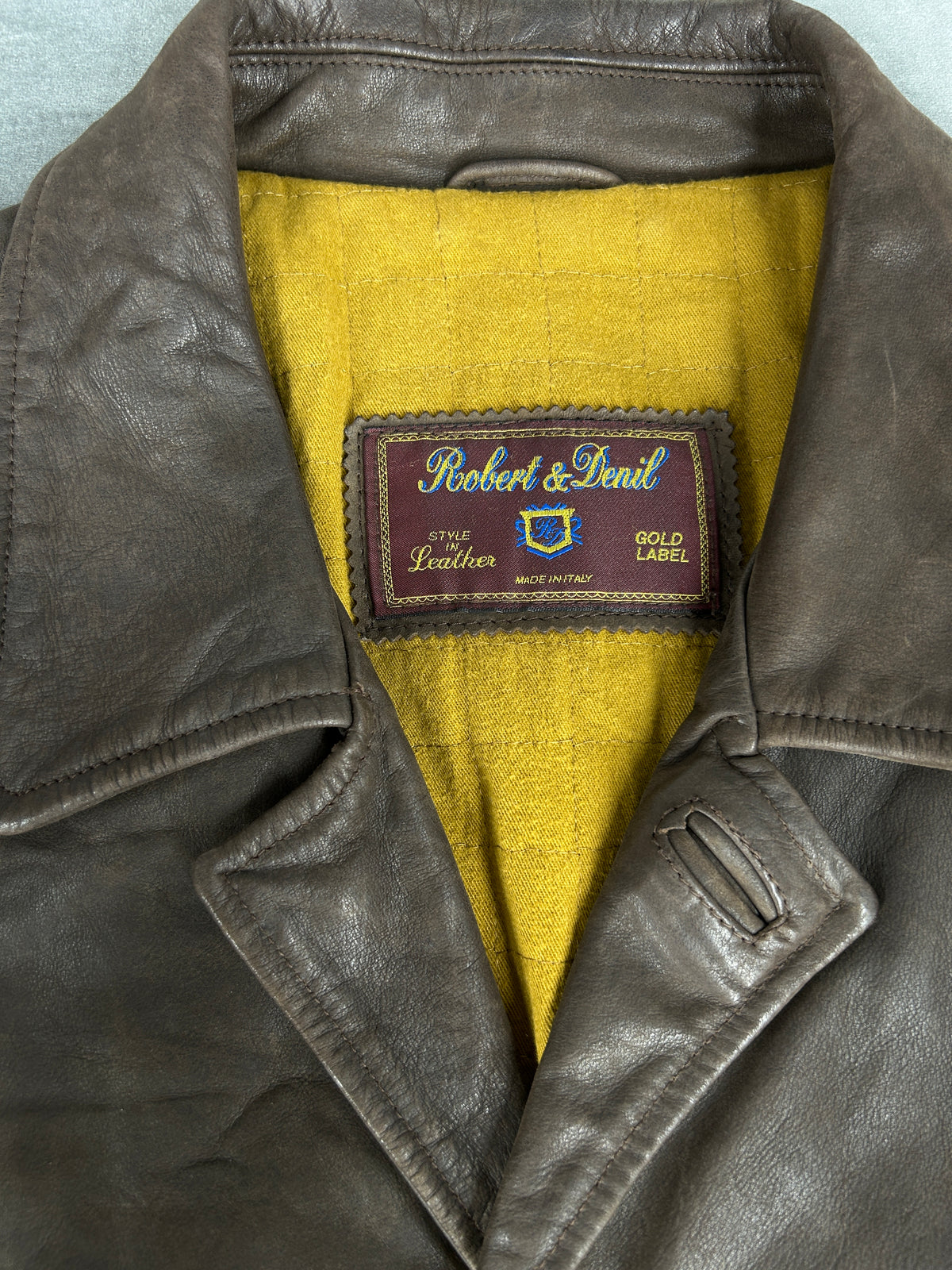 Giacca di pelle marrone vintage – Uomo Taglia L