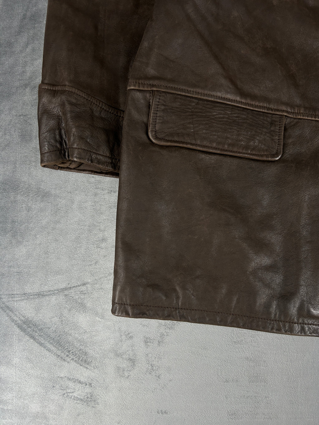 Giacca di pelle marrone vintage – Uomo Taglia L