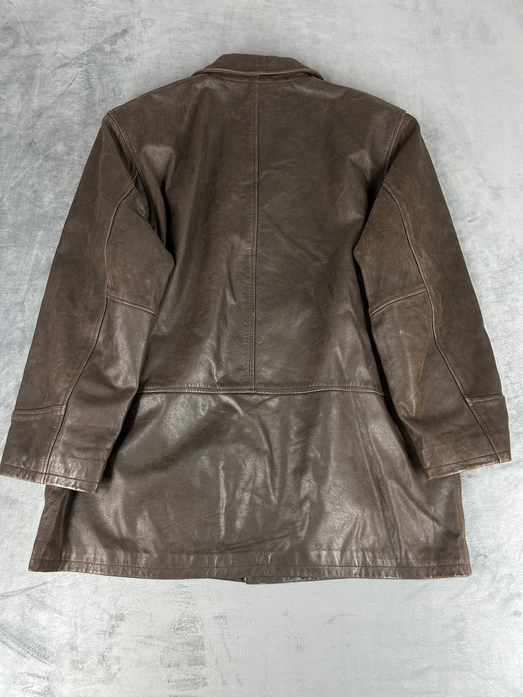Giacca di pelle marrone vintage – Uomo Taglia L