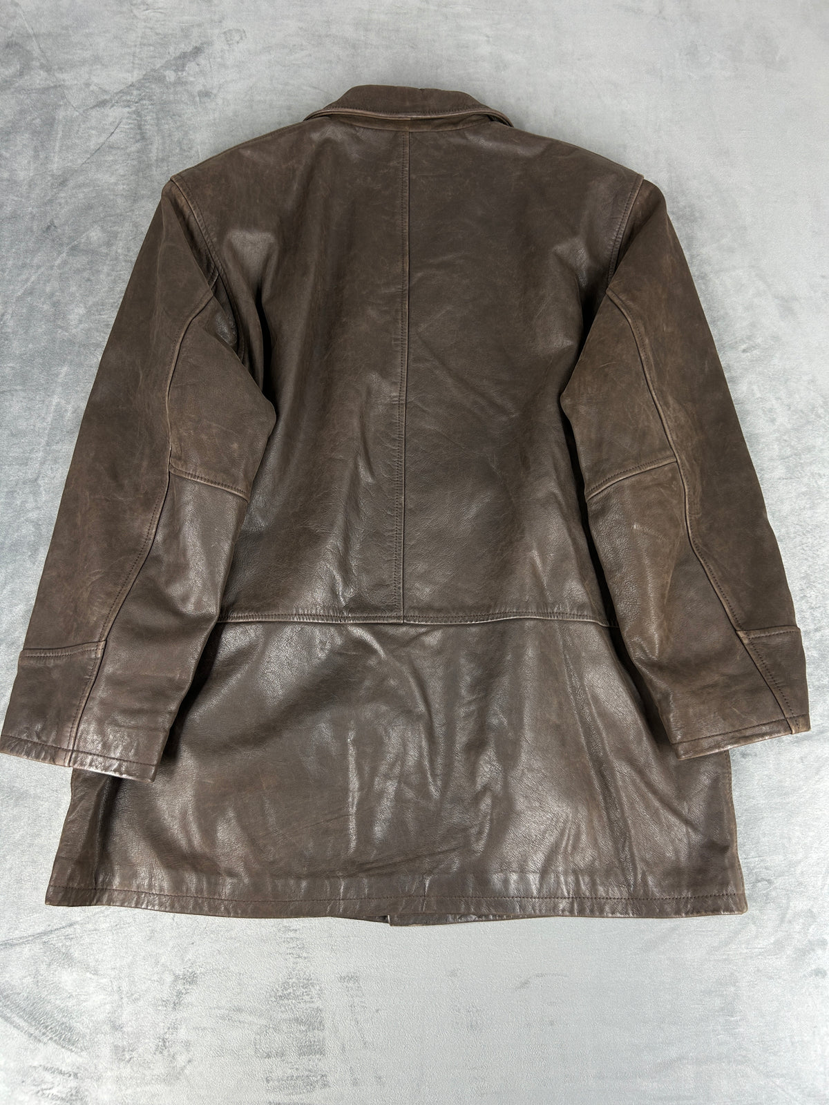 Giacca di pelle marrone vintage – Uomo Taglia L