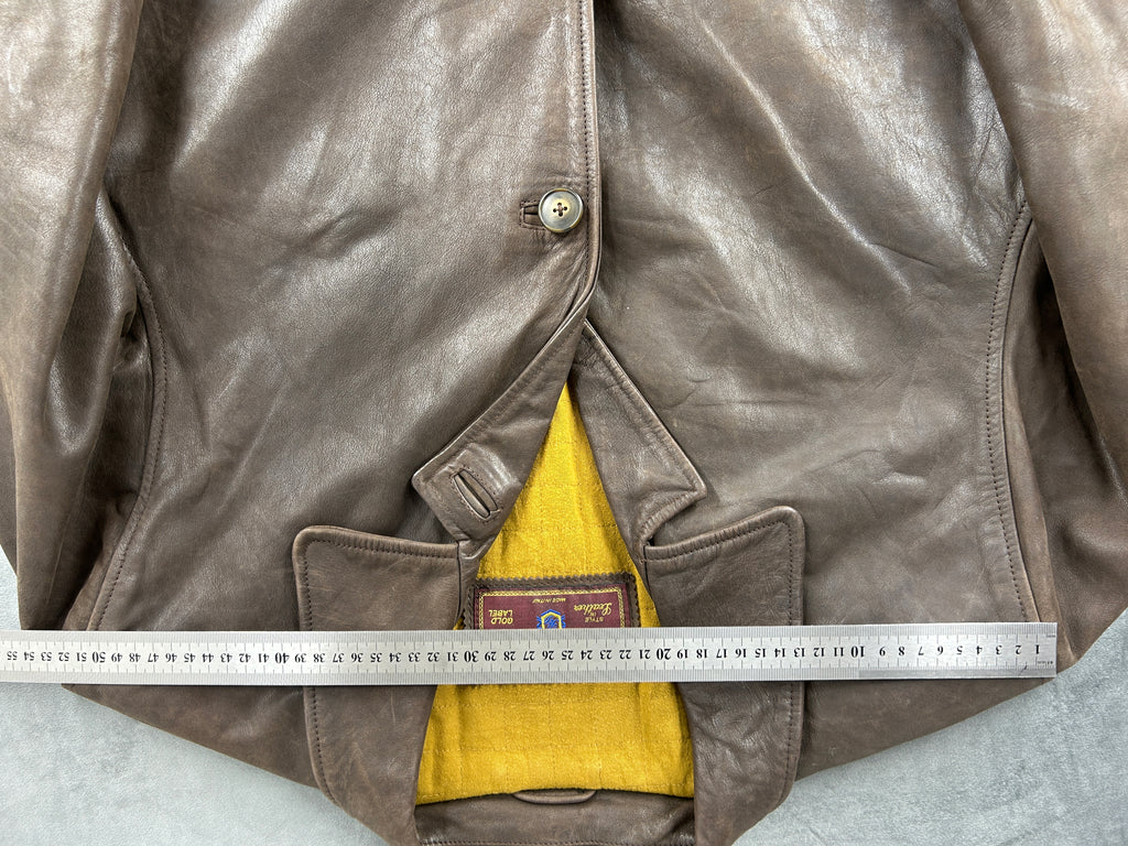 Giacca di pelle marrone vintage – Uomo Taglia L