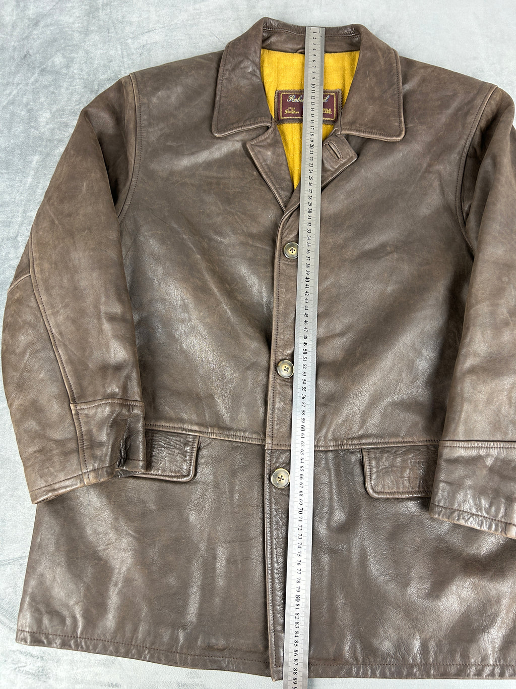 Giacca di pelle marrone vintage – Uomo Taglia L