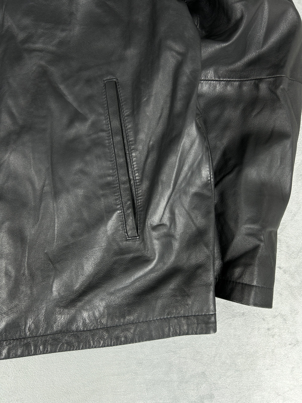 Giacca di pelle nera vintage – Donna Taglia M