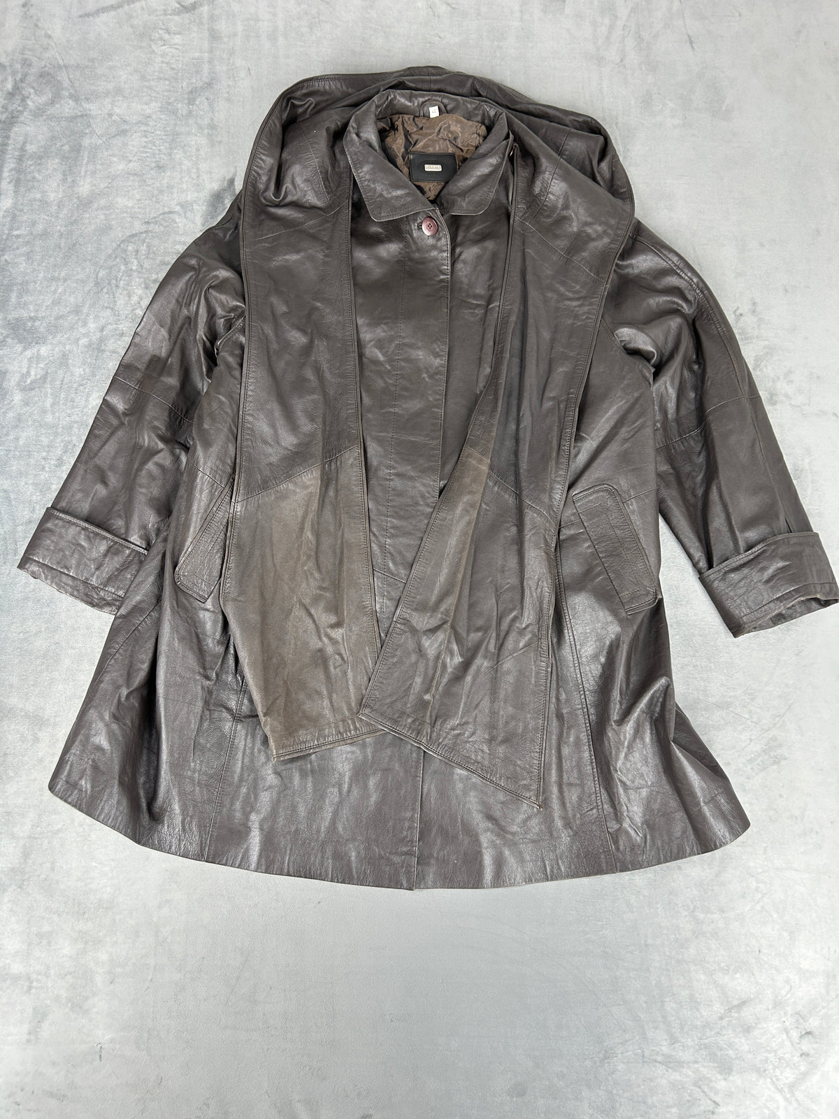 Giacca di pelle grigia vintage – Donna Taglia M