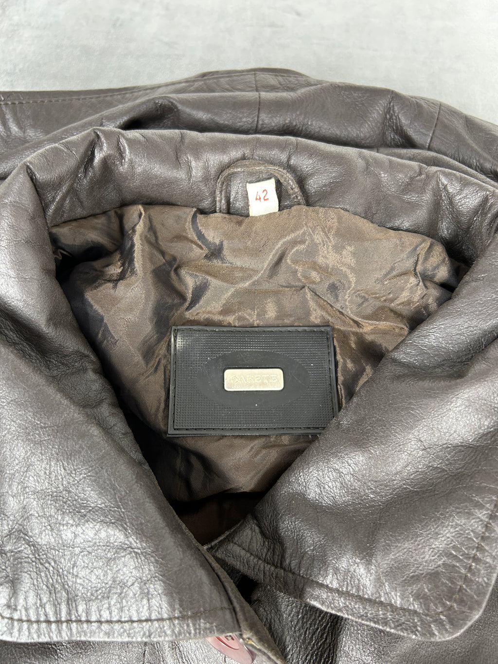 Giacca di pelle grigia vintage – Donna Taglia M
