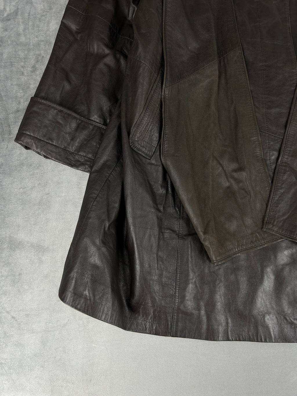 Giacca di pelle grigia vintage – Donna Taglia M