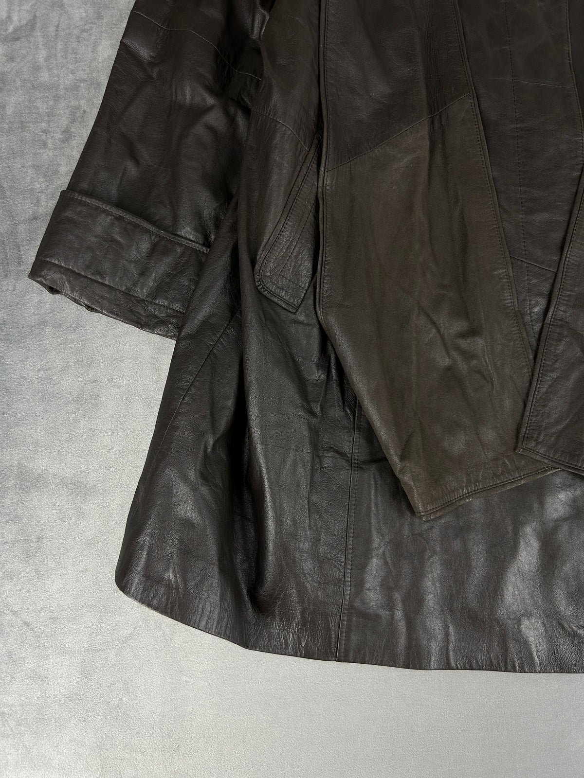 Giacca di pelle grigia vintage – Donna Taglia M