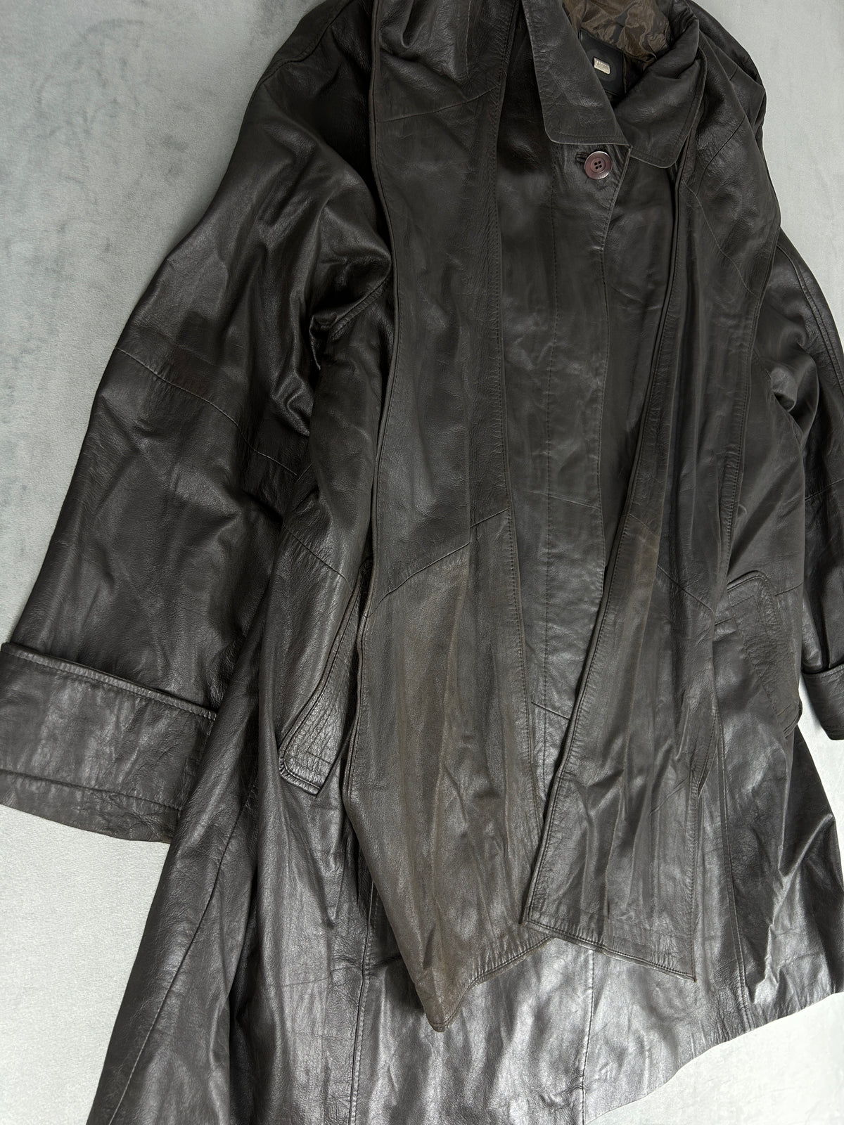 Giacca di pelle grigia vintage – Donna Taglia M