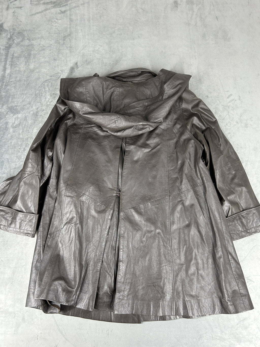 Giacca di pelle grigia vintage – Donna Taglia M