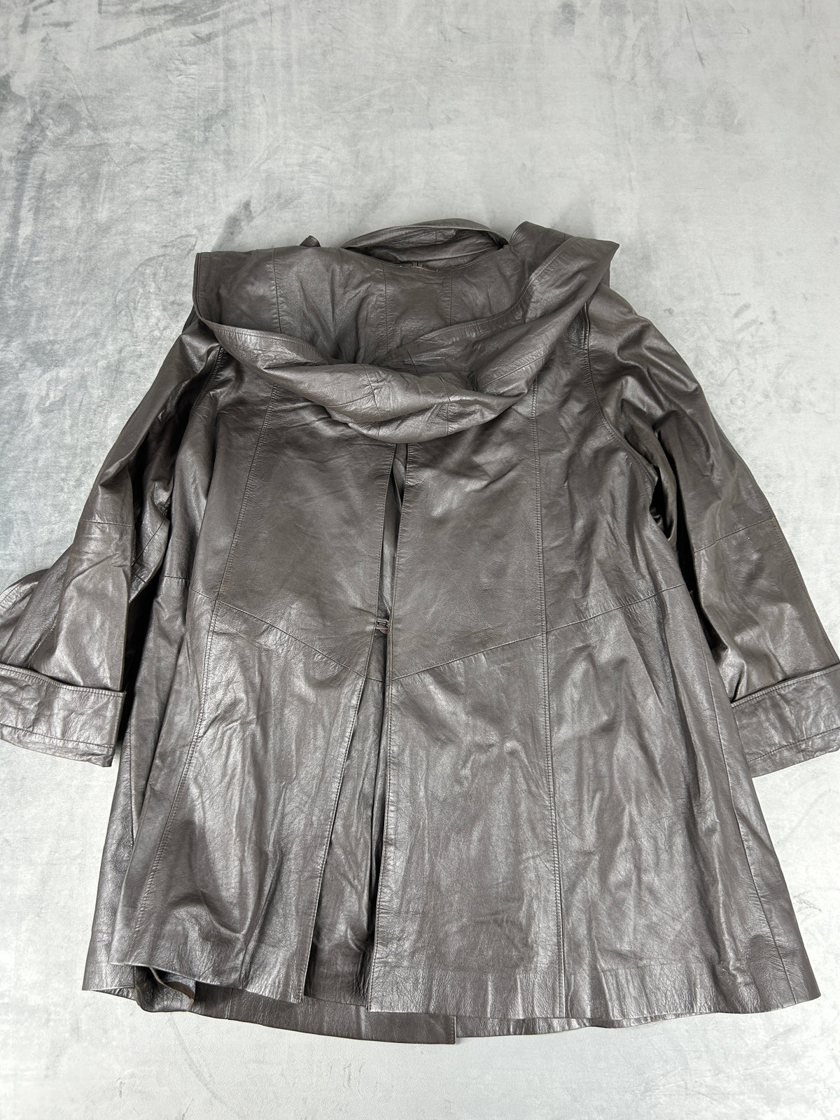 Giacca di pelle grigia vintage – Donna Taglia M
