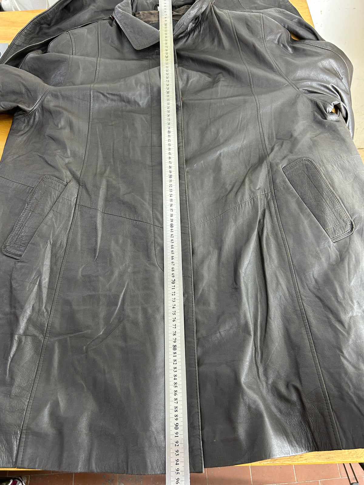 Giacca di pelle grigia vintage – Donna Taglia M