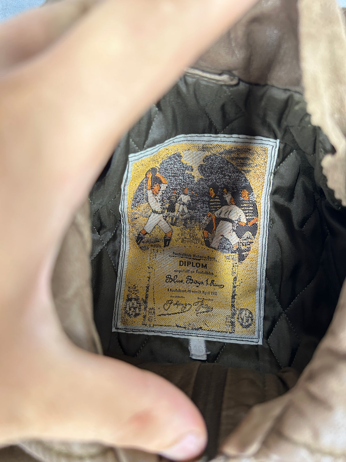 Giacca di pelle beige vintage – Uomo Taglia L