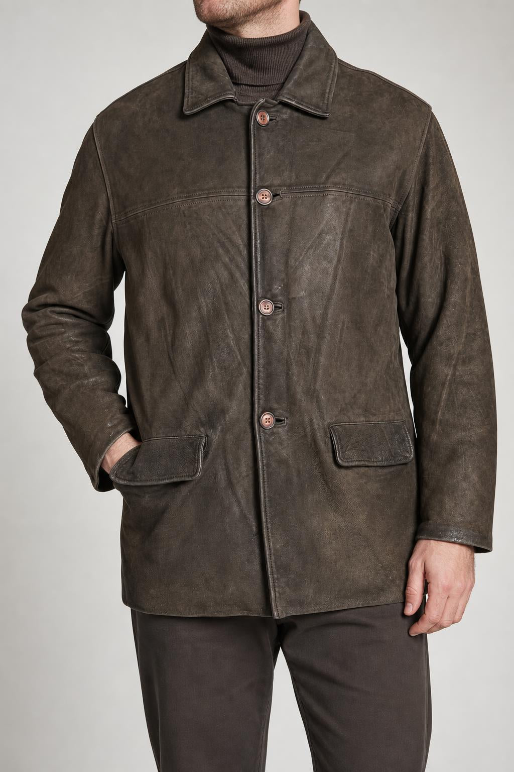 Giacca di pelle Orion marrone vintage – Uomo Taglia L